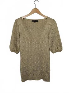 Ralph Lauren Sweater Women's Medium Cable Knit V Neck Gold - Picture 1 of 9