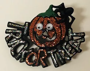Halloween SFJ Googly Eyes Jack O Lantern Pumpkin Pin Brooch Trick Or Treat - Picture 1 of 4