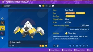 Brillante 6IV XXXL Brave Hierro Manos Vientre Tambor Pokemon Escarlata/Violeta Hogar - Imagen 1 de 3
