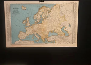 Vintage 1947 Map of Europe, Venezuela & British Isles 21.5" x 14" - Picture 1 of 11