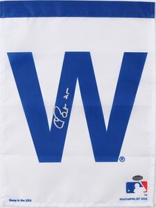 CHRIS BOSIO SIGNED CHICAGO CUBS PITCHING COACH 10x14 "W" FLAG  BREWERS MARINERS