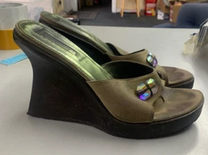 Cesare Paciotti Shoes Sandals Platform Wedge Heel Crystal Stones SIZE 40 #57366 - Picture 1 of 9