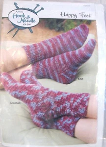 Annie's HOOK & NEEDLE KIT Happy Feet CROCHET & Knit SOCKS 2 BURGUNDY yarn skien - Picture 1 of 5