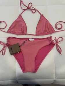 Rare Burberry Bubblegum Pink Sparkle Bikini NWT XS Sexy Authentic Swimsuit - Picture 1 of 10