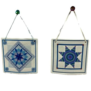 Hill Design Hanging Tile Ceramic Celebration of American Quilts Set of 2 Vintage - Picture 1 of 10