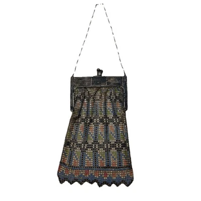 复古手提包艺术装饰珐琅网眼翻盖钱包 1920 - 1930 年代 — 第 1/4 张图片