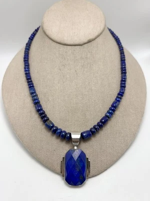 JAY KING Sterling Silver Lapis Octagon Pendant and Beaded Necklace - NWT - Image 1 of 4