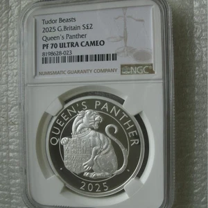 Great Britain UK £2 2025 Silver 1OZ Coin Tudor Beasts Queen's Panther NGC PF70 - Picture 1 of 4