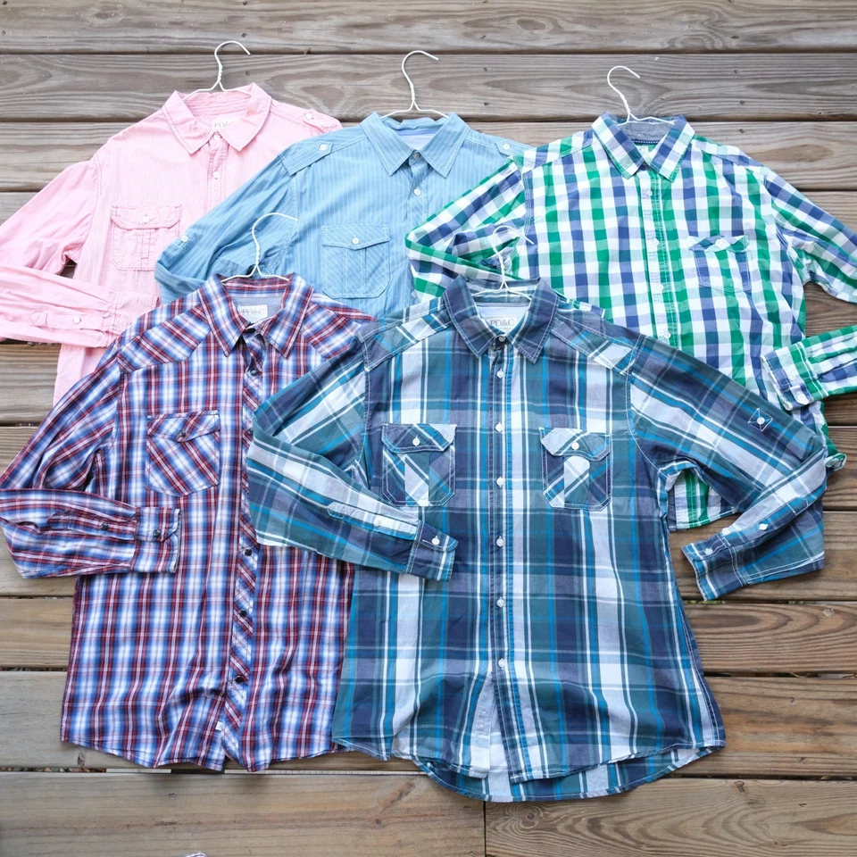 PD&C Paper Denim & Cloth LOT OF 5 Men's Long Sleeve Button Shirts Size L Large - Image 1 of 4