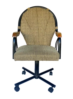 VINTAGE MID CENTURY DOUGLAS FURNITURE OAK & METAL SWIVEL CASTER CHAIR - NICE!! - Image 1 of 3