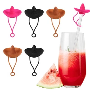 6 Pcs Dust Cap Silicone Straw Ornament Hat Toppers Cup Accessories - Picture 1 of 11