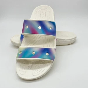 Crocs sandali classici solarizzati slide donna taglia 8 bianco multicolore 1094 - Foto 1 di 8