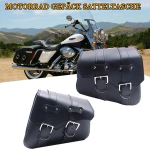 2X Universal Motorrad Satteltaschen Seitentasche Gepäcktaschen Luggage PU-Bag - Picture 1 of 9