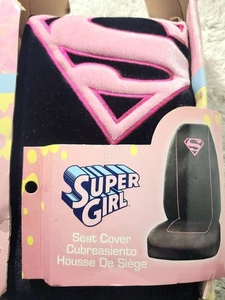 Nueva funda de asiento de felpa rosa Super Girl bordada S con puntada rosa... - Imagen 1 de 8