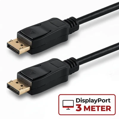 Displayport Kabel DP 1.4 - 3 fach Schirmung 2K 4K 5K 8K HD UHD 3D HDCP 240 Hz 3m - Bild 1 von 4