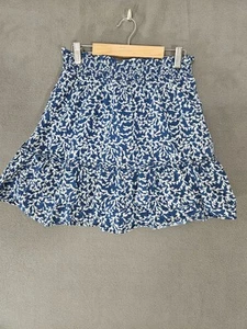 J Crew Womens XS Peasant Mini Skirt Cottagecore Coquette Ruffles Blue Floral - Picture 1 of 6