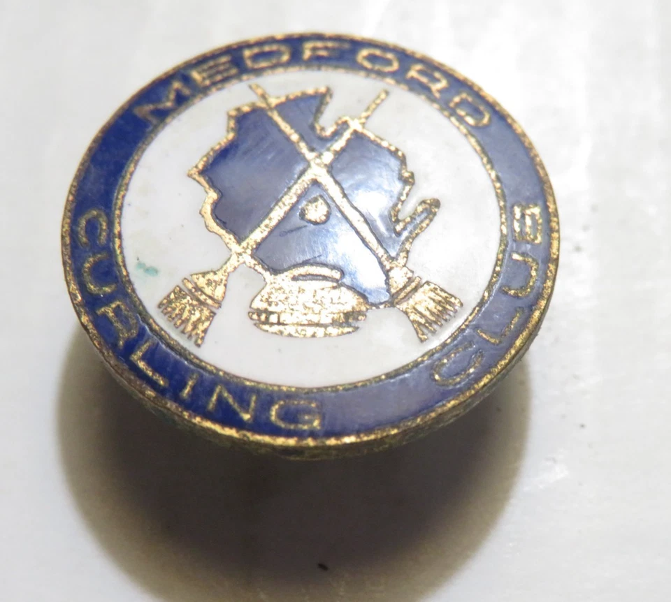 Medford Wisconsin Curling Club 3/4 Inch Porcelain Enameled Pin - image 1 of 4