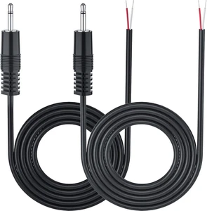 2-Pack 3.5mm 1/8" Monaural Mini Mono Plug to Bare Wire 6-Feet - 12V DC Trigger O - Picture 1 of 12