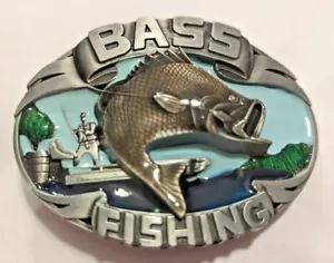✖�� Hebilla de cinturón de pesca BAJO de metal antiguo color plata EE. UU. País - Imagen 1 de 10