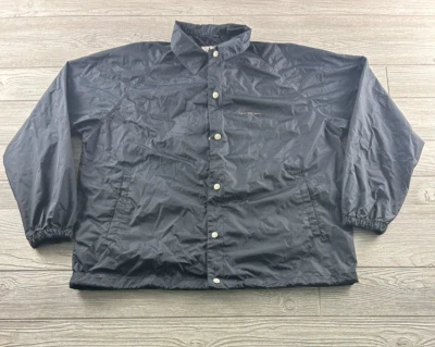 Jaqueta corta-vento Calvin Klein azul marinho unissex tamanho XL zíper completo e botão para cima - Imagem 1 de 4