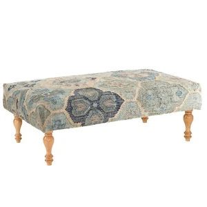 Hand Made Wooden Pali Blue Rug Ottoman, Pali Rug Bench - Picture 1 of 8