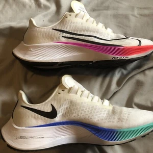 Nike Air Zoom Pegasus 37 White Multicolor Black BQ9646-103 Women Size 9 Men 7 - Picture 1 of 6