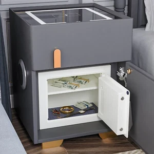Modern double drawer smart bedside table, bedside table with safe - Picture 1 of 11