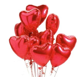 10 Globos De Corazones Rojos foil Para Aniversario Fiesta 18 Pulgadas Metalicos - Picture 1 of 6