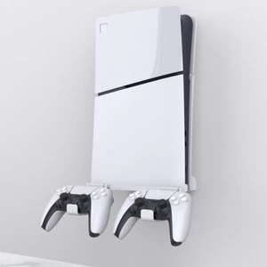 Useful Wall Mount Bracket Vertical Stand with 2 Controller Mounts for PS5 Slim - Picture 1 of 10
