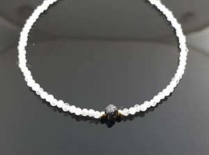 Pulsera de piedra lunar arco iris con diamante negro crudo diamante en bruto hermoso aprox. 19 cm - Imagen 1 de 3