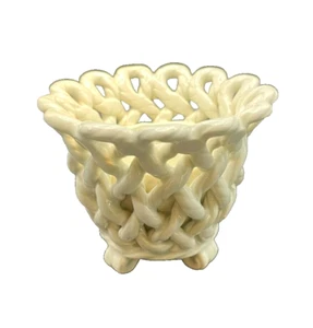 Ceramic Lattice Rope 2.75" Basket Votive - Made in Spain - Picture 1 of 6