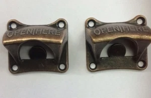 2 Copper Bottle Opener Cup Metal Drawer Knob Cupboard Pull Vintage Beer Cap Open - Picture 1 of 9