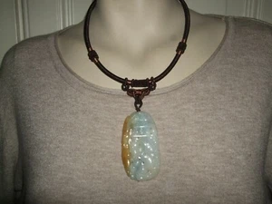 COLLANA GIOIELLO GIADA VERDE JADE CIONDOLO ANTICO STERLING ARGENTO 925 SILVER - Foto 1 di 9