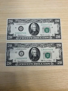 1969-A,C $20 Federal Reserve Note AU Lot Of 2 - Picture 1 of 2