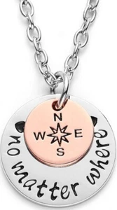 Friendship Necklace No Matter Where Compass Necklaces BFF - Picture 1 of 3