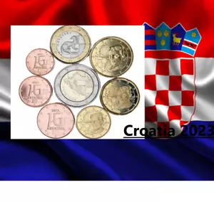 Monedas de Croacia 1 2 5 10 20 50 céntimos de euro a 2 euros Tesla Map Chequers Marten HR - Imagen 1 de 22