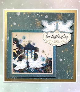 HANDMADE 3D CHRISTMAS CARD TOPPER , TWO TURTLE DOVES - Picture 1 of 2