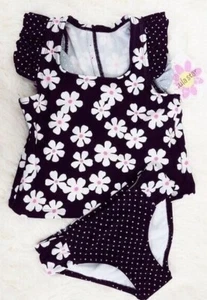 NWT Hula Star Black Pink Dots Girls Two Piece Swimsuit - Picture 1 of 3