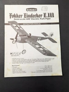 HANGER 9 FOKKER EINDECKER E. III ARF RC FLUGZEUG BEDIENUNGSANLEITUNG *G-ZUSTAND* - Bild 1 von 3
