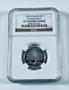 1999 S PROOF SILVER CONNECTICUT QUARTER NGC PF70 ULTRA CAMEO STATEHOOD 25C - Picture 1 of 2