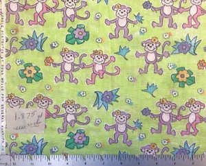 Jungle Playmates Dona Mollo Monkey Cotton Seersucker Fabric 1.75 Yards - Picture 1 of 1