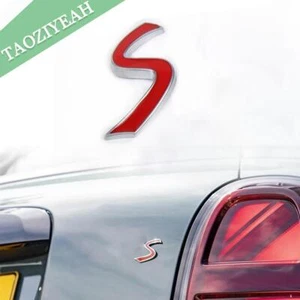 Chrome Red Metal ' S ' Rear Trunk Emblem Badge Nameplate For MINI Cooper S - Picture 1 of 3