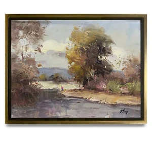 Hungryartist - Pintura al óleo original de paisajes sobre lienzo enmarcada 12x16 - Imagen 1 de 6