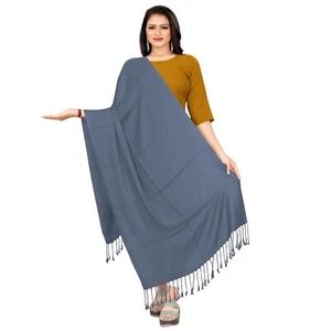 Women's Winter Warm Scarf 100% Solid Pashmina Plaid Wool India Made Multiple Use - Picture 1 of 3