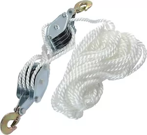 Heavy Duty Block and Tackle 4000LB 65ft Rope Hoist Pulley System 7:1 Ratio - Picture 1 of 8