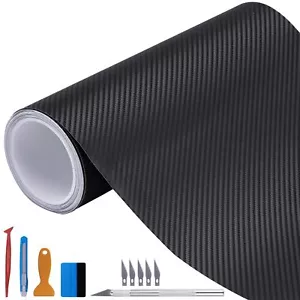 LZLRUN 3D Black Carbon Fiber Vinyl Wrap Roll with Air Release - Outdoor Rated... - Picture 1 of 9