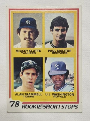 1978 Topps Rookie Shortstops #707 MOLITOR, TRAMMELL, KLUTTS, WASHINGTON - Image 1 of 4