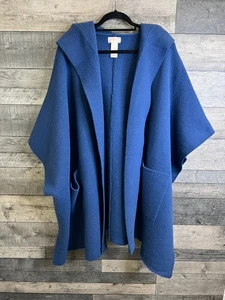 Free People Duster Kimono Cardigan Jacket Navy Blue All I Need Knitted Hooded - Picture 1 of 8