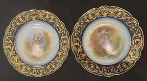 Sevres Pair of Chateau des Tuileries 1844 Hand Painted Cabinet Plates - Picture 1 of 5