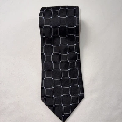 Corbata geométrica Donald J. Trump Signature Collection seda negra blanca usada en excelente estado Foto 1 de 4